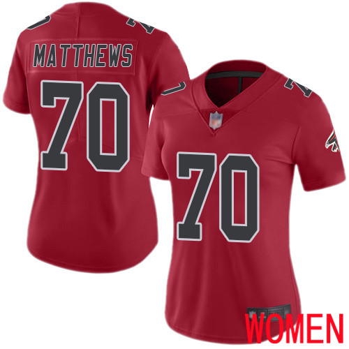 Atlanta Falcons Limited Red Women Jake Matthews Jersey NFL Football 70 Rush Vapor Untouchable